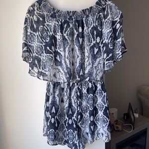Show Me Your MuMu Navy and Cream Patterned Romper XS